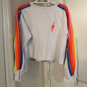 White and neon aviator nation pullover/sweatshirt